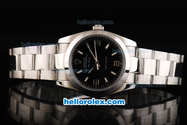 Rolex Air King Automatic Movement Full Steel with Black Dial and White Stick Markers - Click Image to Close